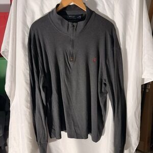 Polo Ralph Lauren 1/4 Zip Mock Neck Knit Cotton Sweater XXL Dark Gray Men